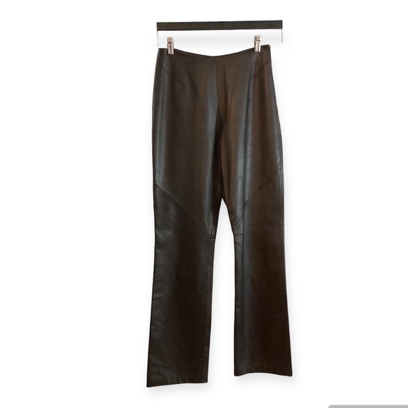 Neto 100% Lambskin Leather High Waisted Pants Colour Brown Size 6 - Picture 9 of 10